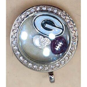 Green Bay Packers NFL Football Crystal Floating Locket Pendant Charm